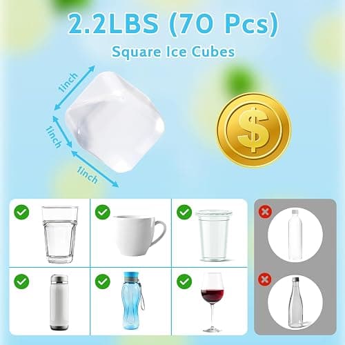YOIUSFR 2.2LBS (70 Pcs) Reusable Ice Cubes for Drinks Without Diluting, BPA-Free Refreezable Plastic Fake Ice Cubes for Whiskey, Cocktails, Wine, Coffee & Home Parties (Transparent) thumbnail 6