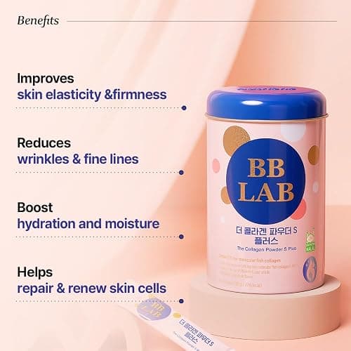 BB LAB Collagen Powder S Plus Halal, Low Molecular Korean Collagen Powder Stick Supplement, Marine, Fish Collagen Peptides, Vitamin C, Glycine, Fast Absorption, Grapefruit Flavor thumbnail 3