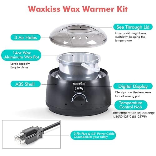 waxkiss Digital Hair Removal Warmer with See-Through Lid and 14oz Pot thumbnail 4