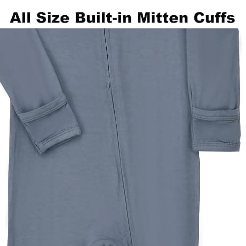Aablexema Baby Footless Pajamas Zipper with Mitten, Rayon from Bamboo, Infant Long Sleeve Romper Pjs thumbnail 7