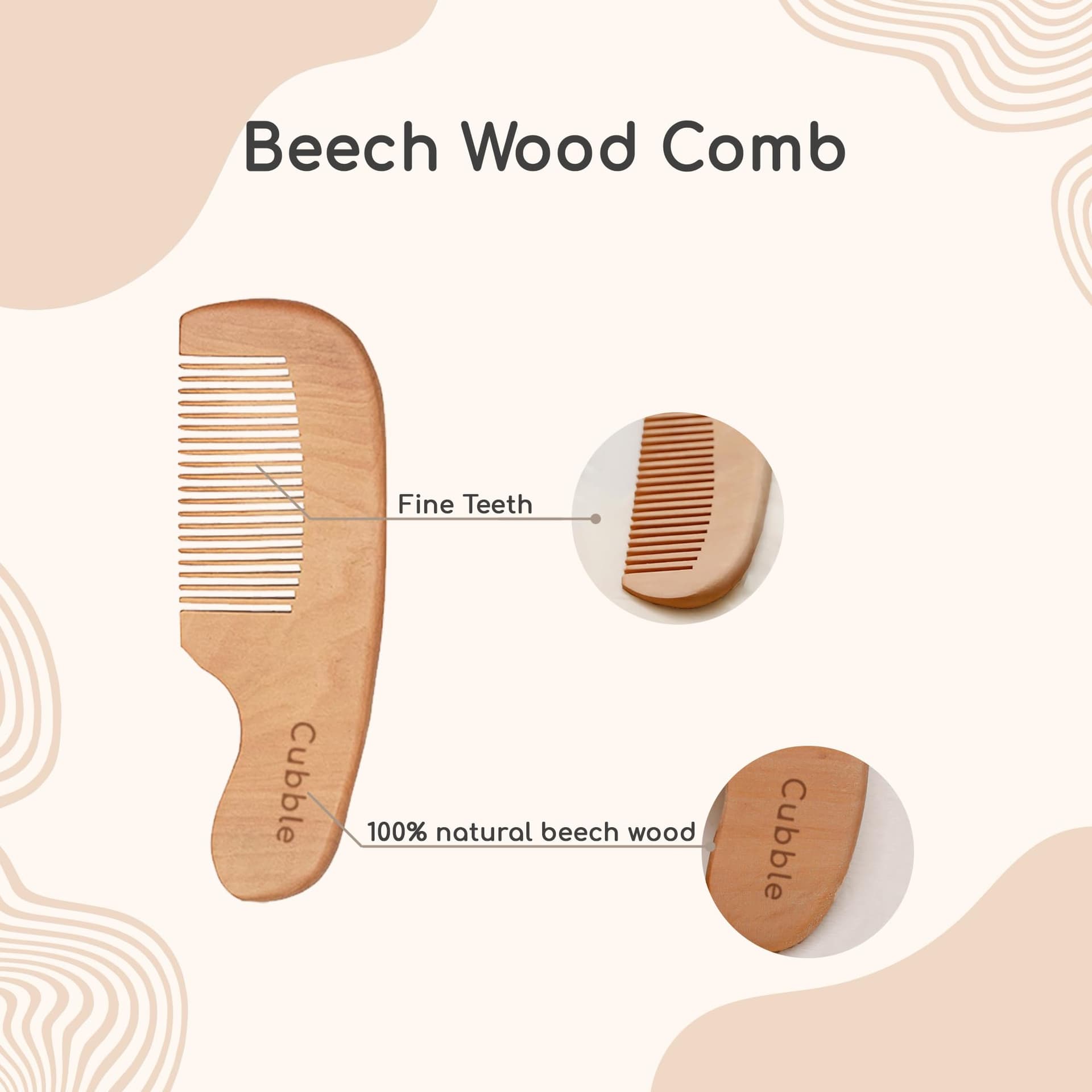 Wooden 100% Natural Goat Hair Brush and Comb Set for Newborns and Toddlers thumbnail 7