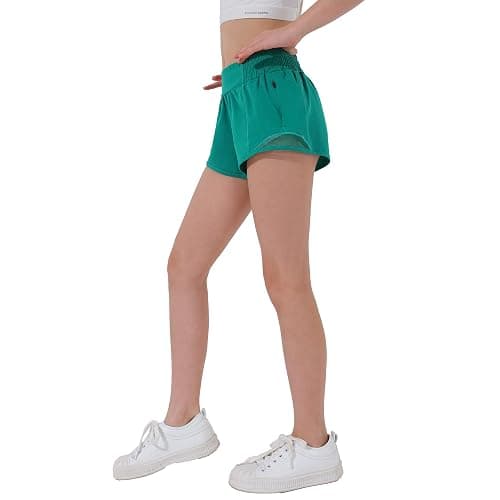 Aurefin Girls Athletic Shorts, Lightweight Running Shorts for Teen Girls Kids Sports Active Short with Zip Pocket and Elastic thumbnail 6