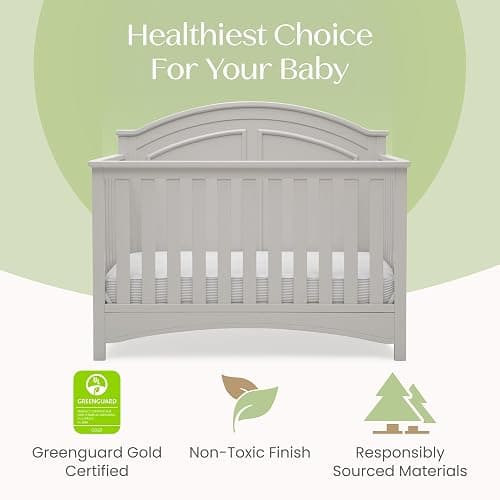 Delta Children Perry 6-in-1 Convertible Crib - Greenguard Gold Certified, Moonstruck Grey thumbnail 6