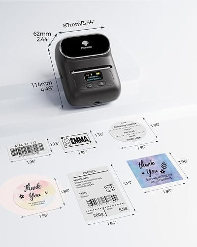 Phomemo M110 cordless Label Makers - Barcode Label Printer Bluetooth Label Maker Portable Thermal Printer for Small Business, Address, Barcode, Logo, Clothing, Sticker Printers for Phone & PC, Black thumbnail 7