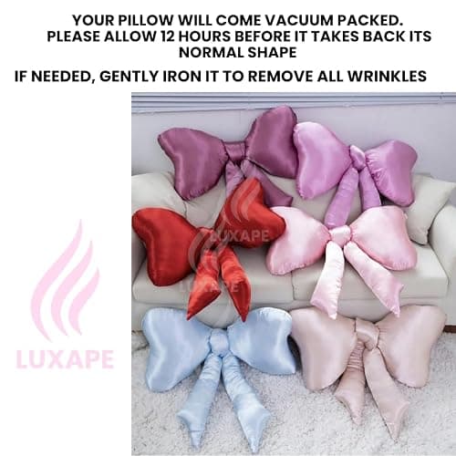 Luxape Bow Pillow - Big Coquette Throw Pillow - Bow Shaped Pillow - Silky Satin - Coquette Decor - Bow Room - Baby Blue Pillow - Nursery Decorations - Cute Room (Baby Blue) thumbnail 4