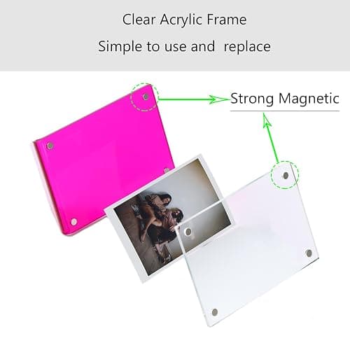 shantmay Acrylic Magnetic Picture Frames for Instax Polaroid,Table Top Mini 2x3 Wallet Size Photo Frame for Desk Decor (colorful 8 pack) thumbnail 7