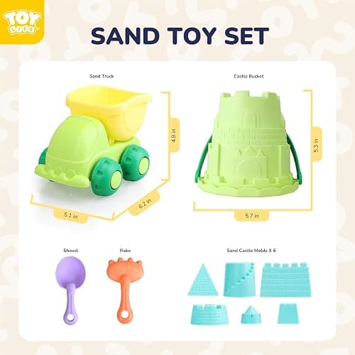 TOY Life Beach Toys for Toddlers Age 3-5, Sandbox Toy Building Sets with Sand Bucket Dump Truck and Waterproof Mesh Bag, Travel Sand Castle Toys for Kids thumbnail 3
