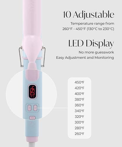 Curling Iron 1 1/2 Inch - 7.3" Long Barrel Ceramic Hair Curler for Blowout, Beach Waves - Curling Wand Designed for Long Hair - Cotton Candy thumbnail 5