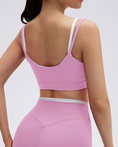 SUUKSESS 2 Piece Workout Sets Layered Sports Bra Yoga Gym Biker Shorts thumbnail 4
