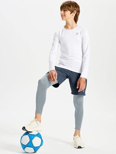 DEVOROPA Boys Leggings Youth Compression Pants Sports Tights Basketball Football Baseball Soccer Baselayer Slim/Regular/Husky thumbnail 5