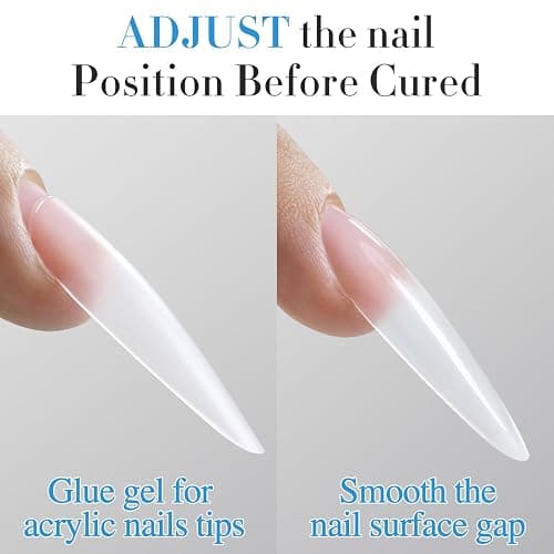 Double Rhythm 2 Pcs 0.5Oz Nail Glue Gel Set for False Acrylic Nail Tips and Press on Nails Gel Nail Polish Kit Nail Art Salon DIY Lamp Needed (Glue Clear) thumbnail 6
