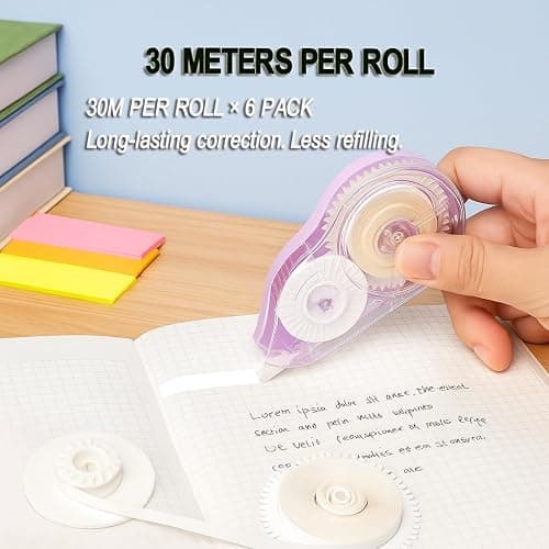 Aipker Correction Tape, Extra-Long 30 m (98 ft) Each – 590 ft Total, Easy-to-Use White Out Tapes Dispensers, High Capacity White Out Correct Tapes for School, Office or Home Use - 6 Pack thumbnail 6
