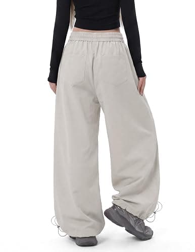 NEVSTUDIO Dance Pants for Women, Wide Leg Parachute Pant, Baggy Sweatpants with Elastic Waist, Casual Y2k Streetwear thumbnail 3
