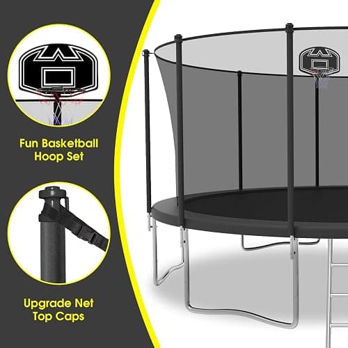 SKYUP Tranpoline 1500LBS 16 15 14 12 10 8 FT Tranpoline for 7-10 Kids and Adults, Windproof Outdoor Tranpoline with Enclosure Net, Basketball Hoop, Easy to Install & Last Long - ASTM Approved thumbnail 6
