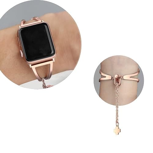 Secbolt Stainless Steel Bands Compatible with Apple Watch Band 38mm 40mm 41mm 42mm 44mm 45mm 46mm 49mm iWatch Series 11/10/9/Ultra/SE/8/7/6/5/4/3/2/1, Dressy Metal Bangle Bracelet Women thumbnail 3