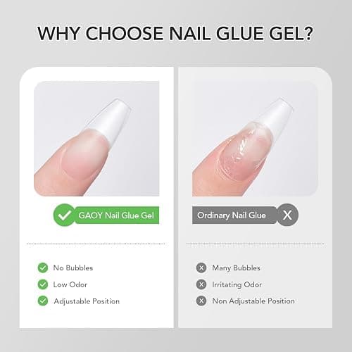 GAOY 2 Pcs Gel Nail Glue, 2 in 1 Glue and Base Coat, 16ml Long Lasting UV Light Cure for Acrylic Tips, Nail Lamp Needed thumbnail 3