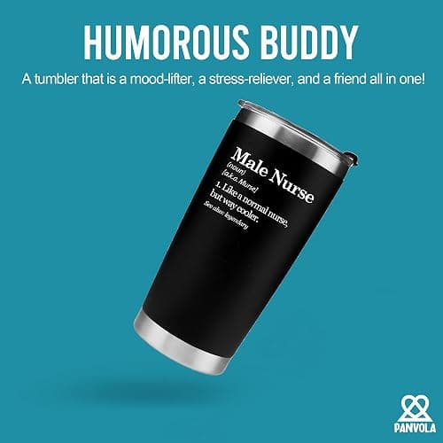 Male Nurse Definition Murse Like A Normal Nurse But Way Cooler Nursing Student Gifts to Boyfriend Husband Dad From Girlfriend Wife Mom Vacuum Insulated Tumbler Removable Lid and Straw (Black, 20 oz) thumbnail 4