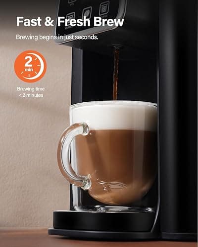 SHARDOR Single Serve Coffee Maker 2.0, Hot and Iced Coffee Machine for K Cup Pods & Ground Coffee, 6 to 14 oz Brew Sizes, 50 oz Removable Water Tank, Bold Brew Setting, Stainless Steel, Black thumbnail 6