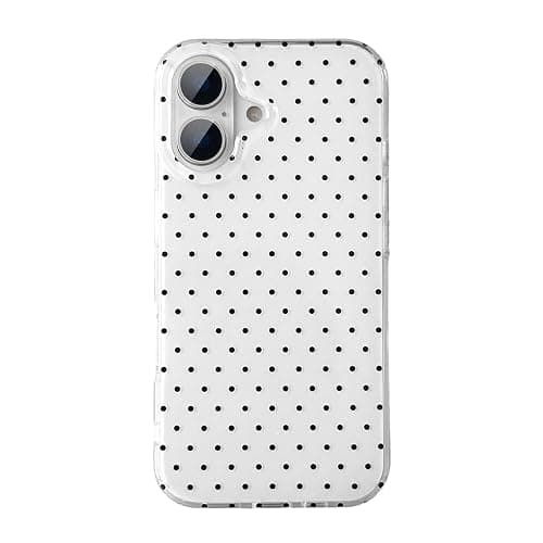 QLTYPRI Cute Polka Dot Phone Case for iPhone 16 Plus, White | Polka Dot Fashion Aesthetic Design for Women Girls, Pretty Stylish Kawaii, Slim Fit, Durable TPU Shockproof Protective Case - Image 1