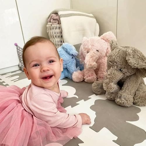 11" Plush Super Soft Elephant Teddy Bear Cuddling Baby Gift Toy with Ribbon (Grey Elephant) thumbnail 7