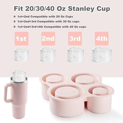 Nax Caki Hollow Cylinder Ice Cube Mold for 20oz 30oz 40oz Stanley Cup Accessories, Silicone Tumbler Ice Mold with Lid for Tumbler Whiskey Cocktails Bourbon thumbnail 3