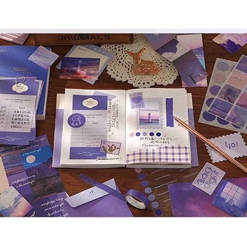 348 Pcs Scrapbooking Supplies Kit, Vintage Aesthetic Scrapbook Kit for Bullet Junk Journal, Stationery, A6 Grid Notebook, DIY Journaling Supplies, Birthday Craft Gift for Teen Girl Kid Women thumbnail 7