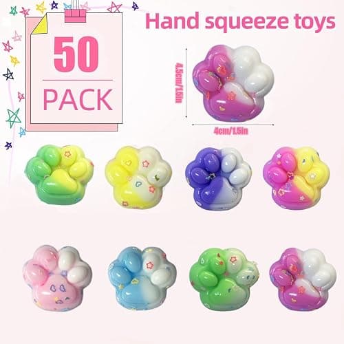 36Pcs Mini Cat Paw Squishies Squishy Toy,Colorful Cat Paw Fidget Toys,Cute Soft Stress Reliever Toys for Kids Adults Boys Girls Party Favors Classroom Prizes thumbnail 2