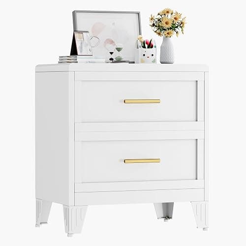 Ckzbx Metal Dresser Narrow Dresser for Bedroom Chest, 26.42" H Drawer Chest, Closet Dressers & Chests of Drawers for Living Room, Hallway (2 Drawers White 24inch Wide) - Image 1