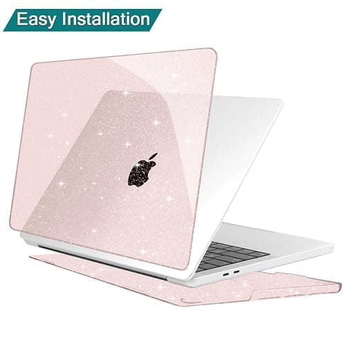 Teryeefi for MacBook Air 13 inch Case 2021 2020 2019 2018 Release A2337 M1 A2179 A1932, Sparkly Hard Shell Case Cover Compatible with MacBook Air 13 inch Retian Touch ID, Glitter Cherry Blossom Pink thumbnail 4