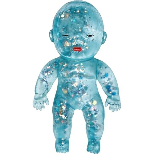 VSFPLM Glitter Doll Squishies Stress Ball, Squishy Babies Sensory Fidget for Stress Relief, Soft Cute Squeeze, Portable Desk Decor & Relaxing Gift for Adults (Blue) - Image 1