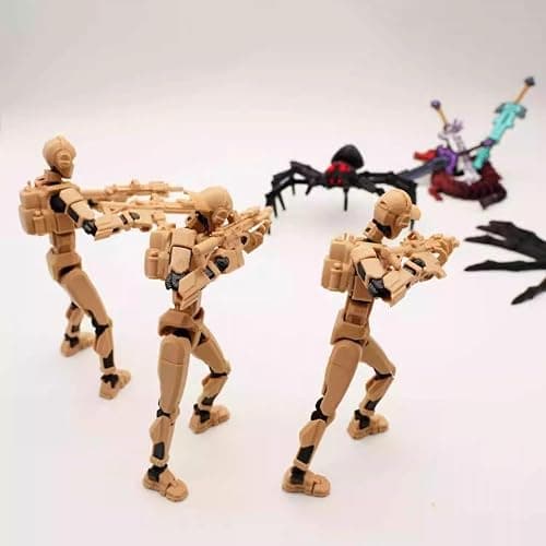 5PC Dummy 13 Titan T13 Action Figure Set 3D Printed Poseable Lucky Military Soldier 7in Movable Army Squad with Plastic Blaster Rifle Scout Drone Blaster Knife Accessories Assembly Complete Model thumbnail 4