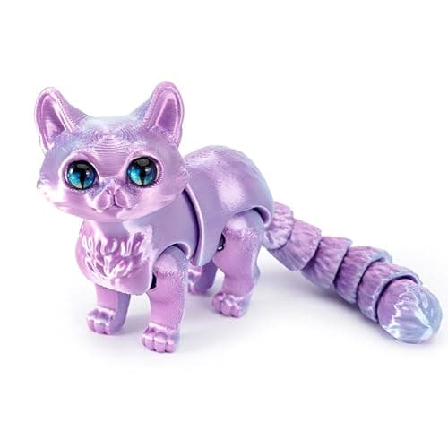 QINGMIAO 3D Printed Cat, Articulated Black Cat Toys for Adult, 3D Print Animals Fidget Toys Decor for Stress Relief, 3D Printing Action Figure Toys for Age15+(Light Purple) - Image 1