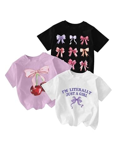 RoseSeek Girl's Graphic Tees Crewneck Summer T Shirt Tops Cute Clothes | Short Sleeve, Regular Fit, Casual, Summer Tops for Girls 10-12/14-16, Tween Girl Clothes - Image 1