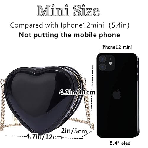 Canpto Girls Crossbody Purse Cute Heart-shaped Shoulder Kid Bag Lacquer Leather Princess Bag for Little Girls thumbnail 3