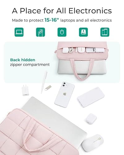 BAGSMART Laptop Case, Puffy Laptop Sleeve with Handle, Compatible with MacBook Air Pro, Laptop Bag for Women thumbnail 4