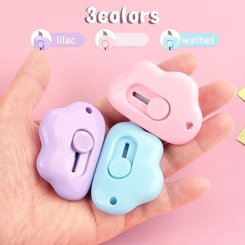 Tamaki Box Cutter Letter Opener Envelope Slitter Utility Retractable Art Knives, Package Opener Envelope Mail Letter Box Cloud Shaped Carton Portable Cutter with Key Chain Hole thumbnail 5