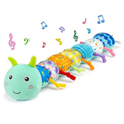 Baby Sensory Toys 0-6 Months Musical Stuffed Caterpillar Tummy Time Toys | Newborn Toys with Mirror Crinkle Rattle for Infants 0-3 3-6 Month 2 3 4 5 6-12 Month Old Babies Boy Shower Gift Essentials - Image 1