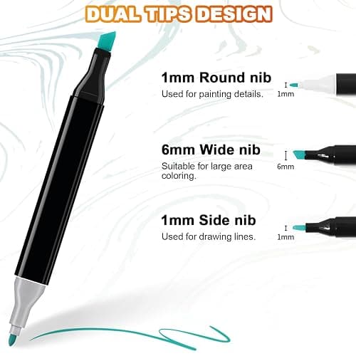 Hibtn 80-Colors Alcohol Graphic Sketch Twin Marker Pen, kids Children and Artist Permanent Sketch Manga Marker Pens Black thumbnail 2