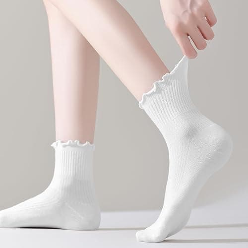 ANDERE ARTE Womens Ruffle Ankle Socks Cute Lettuce Edge Crew Socks for Women thumbnail 2