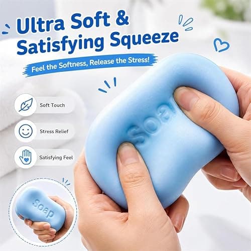 Crunchy Soap Squishy Asmr Stress Ball, Realistic Bar Soap Shape Bead-Filled Crunchy Squishy Stress Ball,Stress Relief Toy,Non-Rebound Zero-Bounce Fidget Toy for Office Desk Anxiety Relief (White) thumbnail 3