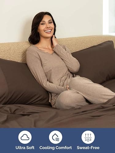 Extra Deep Pocket Queen Sheet Set - 4 Piece Breathable & Cooling Bed Sheets - Hotel Luxury Sheet Set - Ultra Soft, Wrinkle Free & Comfy - Easily Fits Extra Deep Mattresses - Deep Pocket Brown Sheets thumbnail 5