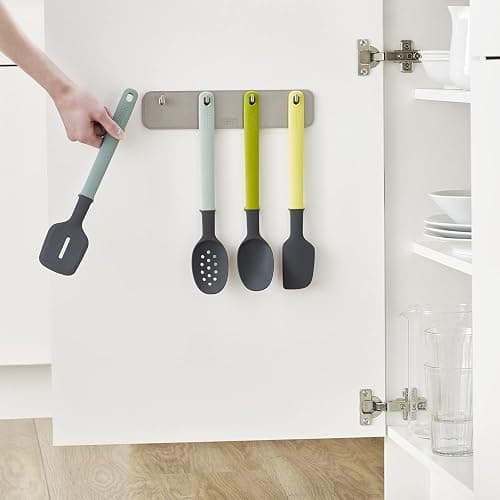 Joseph Joseph 10178 DoorStore Elevate Silicone Kitchen Utensil Set with Hanging Rack 3M Adhesive Wall and Cabinet Door Mount 4-piece Opal thumbnail 2