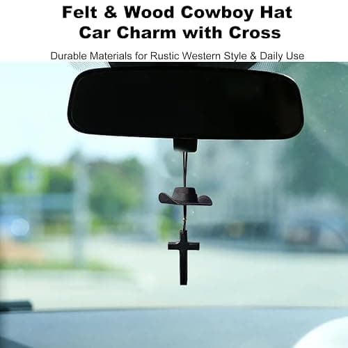 KGCGJVB Cowboy Hat Car Charm Western Rear View Mirror Hanging Decor Accessories for Men Women Country Style Cowgirl Charms Cool Interior Hanger for Car with Stylish Hanging Ornaments thumbnail 3