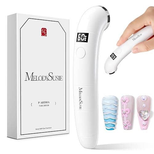 MelodySusie Ergonomic Handheld Cordless UV Nail Lamp with LCD Display & 2 Timers, P-Art01A Rechargeable Mini UV LED Light Flash Cures All Soft Gels, Especially Rhinestone Glue & Liner Gel White - Image 1