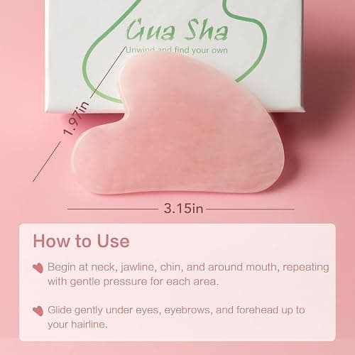 huefull Gua Sha Facial Tools for Face and Body –Spa Gifts for Women, Natural Rose Quartz Guasha Tool for Face, Relieving Tension,Self Care Gift for Women & Men thumbnail 6