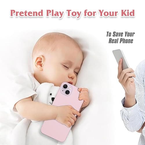 Dummy Fake Phone Model, Looks Like The Real Phone Dummy Compatible with Phone 15, Prank Stuff Decoy Pear Non-Working Toy Phone 15 for Kids Pink (Rainbow Front) thumbnail 7