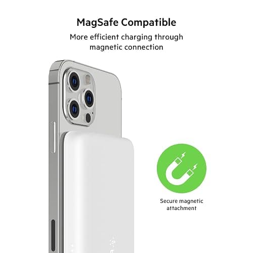 Belkin Portable Charger, MagSafe Charger Wireless Power Bank - 7.5W Wireless Charger - Portable Magnetic Battery Pack - iPhone 16, 15, 14, 13, Plus, Pro, Max, AirPods, Google Pixel 10, etc. - White thumbnail 6