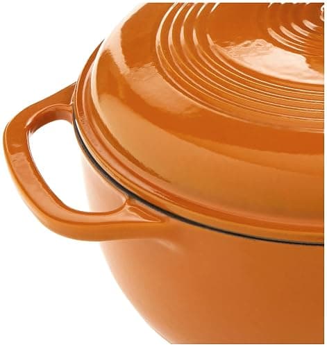 Lodge 6 Quart Enameled Cast Iron Dutch Oven with Lid – Dual Handles – Oven Safe up to 500° F or on Stovetop - Use to Marinate, Cook, Bake, Refrigerate and Serve – Apricot thumbnail 7