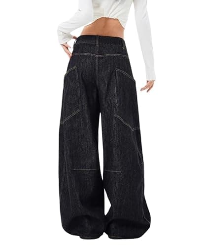 Lafaguw Baggy Jeans for Woman Men High Waisted Barrel Leg Jeans Casual Loose Denim Pants Streetwear Clothes thumbnail 4