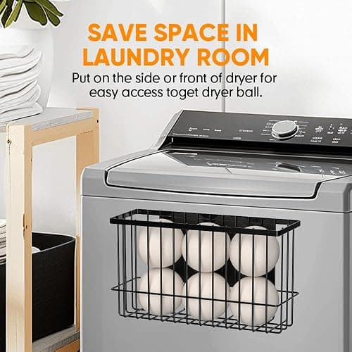 Moryimi Magnetic Dryer Ball Holder for Laundry Room Organization and Storage, Magnetic Lint Bin for Laundry Room, Iron Dryer Ball Container for Laundry Room Storage (No Balls, Black) thumbnail 5
